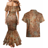 We Carry The Wisdom Couples Matching Mermaid Dress and Hawaiian Shirt African Ancient Symbols, Earthy Tones, and Ancestral Wisdom Quote - Wonder Print Shop