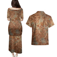 We Carry The Wisdom Couples Matching Puletasi and Hawaiian Shirt African Ancient Symbols, Earthy Tones, and Ancestral Wisdom Quote - Wonder Print Shop