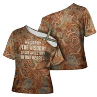 We Carry The Wisdom Cross Shoulder Shirt African Ancient Symbols, Earthy Tones, and Ancestral Wisdom Quote - Wonder Print Shop