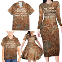 We Carry The Wisdom Family Matching Long Sleeve Bodycon Dress and Hawaiian Shirt African Ancient Symbols, Earthy Tones, and Ancestral Wisdom Quote - Wonder Print Shop