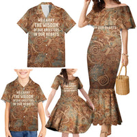 We Carry The Wisdom Family Matching Mermaid Dress and Hawaiian Shirt African Ancient Symbols, Earthy Tones, and Ancestral Wisdom Quote - Wonder Print Shop