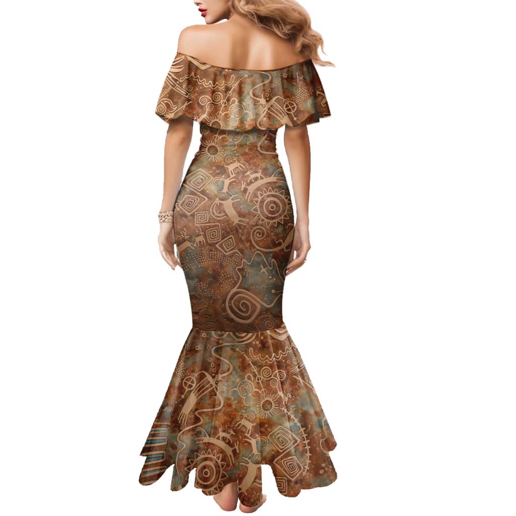 We Carry The Wisdom Family Matching Mermaid Dress and Hawaiian Shirt African Ancient Symbols, Earthy Tones, and Ancestral Wisdom Quote - Wonder Print Shop