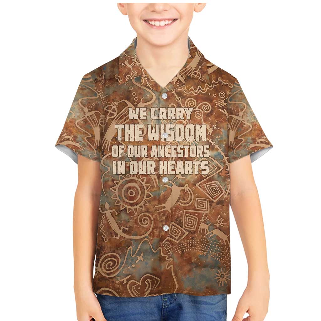 We Carry The Wisdom Family Matching Mermaid Dress and Hawaiian Shirt African Ancient Symbols, Earthy Tones, and Ancestral Wisdom Quote - Wonder Print Shop