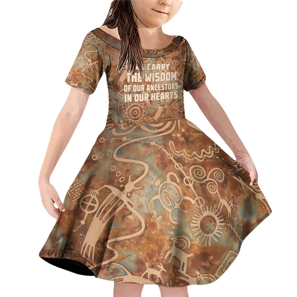 We Carry The Wisdom Family Matching Off Shoulder Short Dress and Hawaiian Shirt African Ancient Symbols, Earthy Tones, and Ancestral Wisdom Quote - Wonder Print Shop