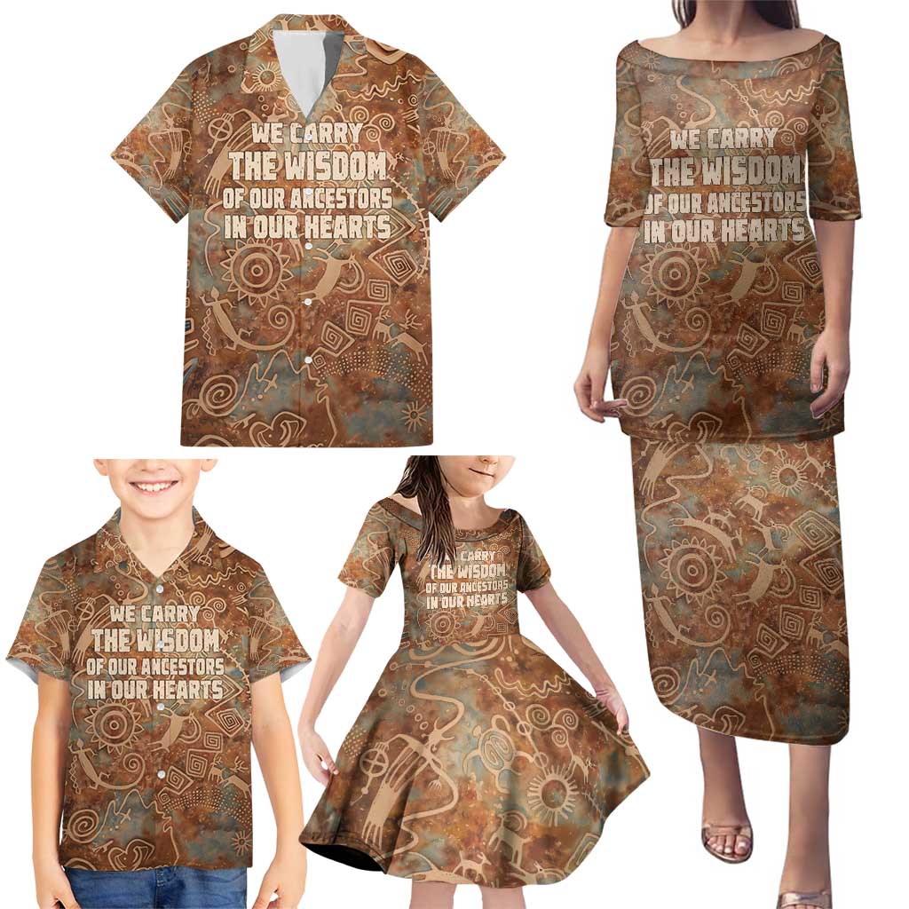 We Carry The Wisdom Family Matching Puletasi and Hawaiian Shirt African Ancient Symbols, Earthy Tones, and Ancestral Wisdom Quote - Wonder Print Shop