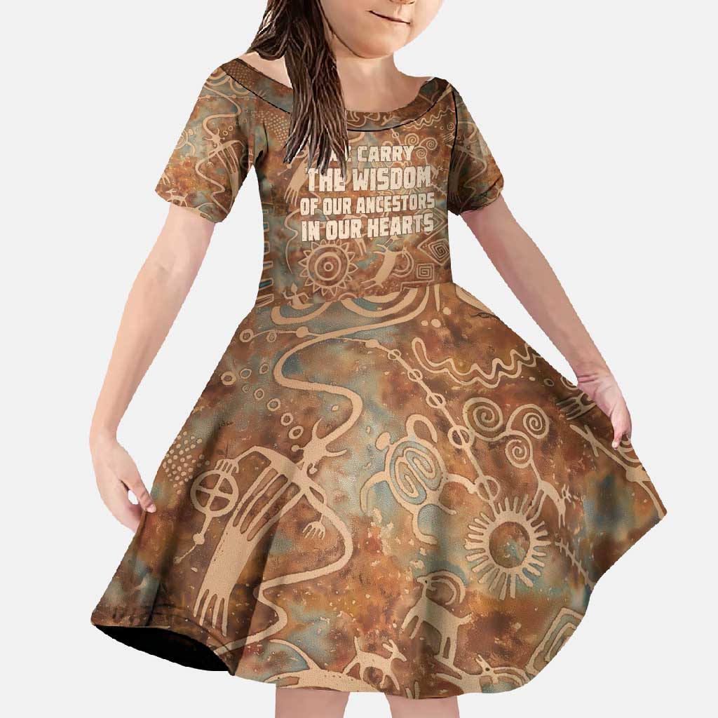 We Carry The Wisdom Family Matching Short Sleeve Bodycon Dress and Hawaiian Shirt African Ancient Symbols, Earthy Tones, and Ancestral Wisdom Quote - Wonder Print Shop