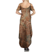 We Carry The Wisdom Family Matching Summer Maxi Dress and Hawaiian Shirt African Ancient Symbols, Earthy Tones, and Ancestral Wisdom Quote - Wonder Print Shop