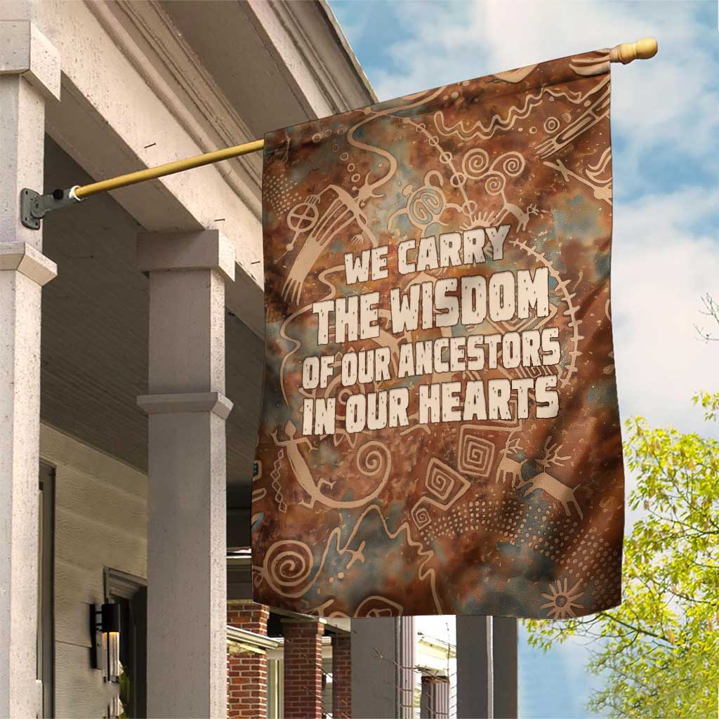 We Carry The Wisdom Garden Flag African Ancient Symbols, Earthy Tones, and Ancestral Wisdom Quote - Wonder Print Shop