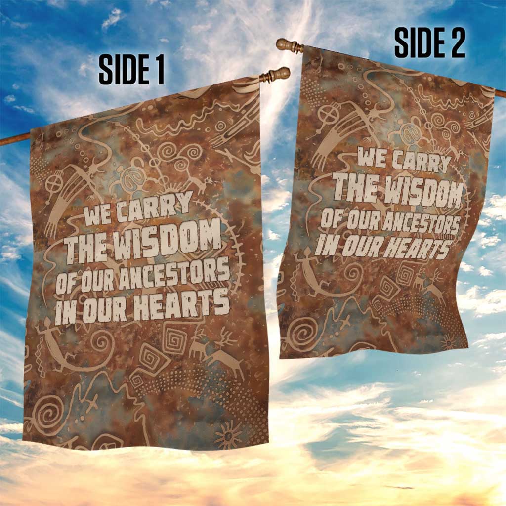 We Carry The Wisdom Garden Flag African Ancient Symbols, Earthy Tones, and Ancestral Wisdom Quote - Wonder Print Shop