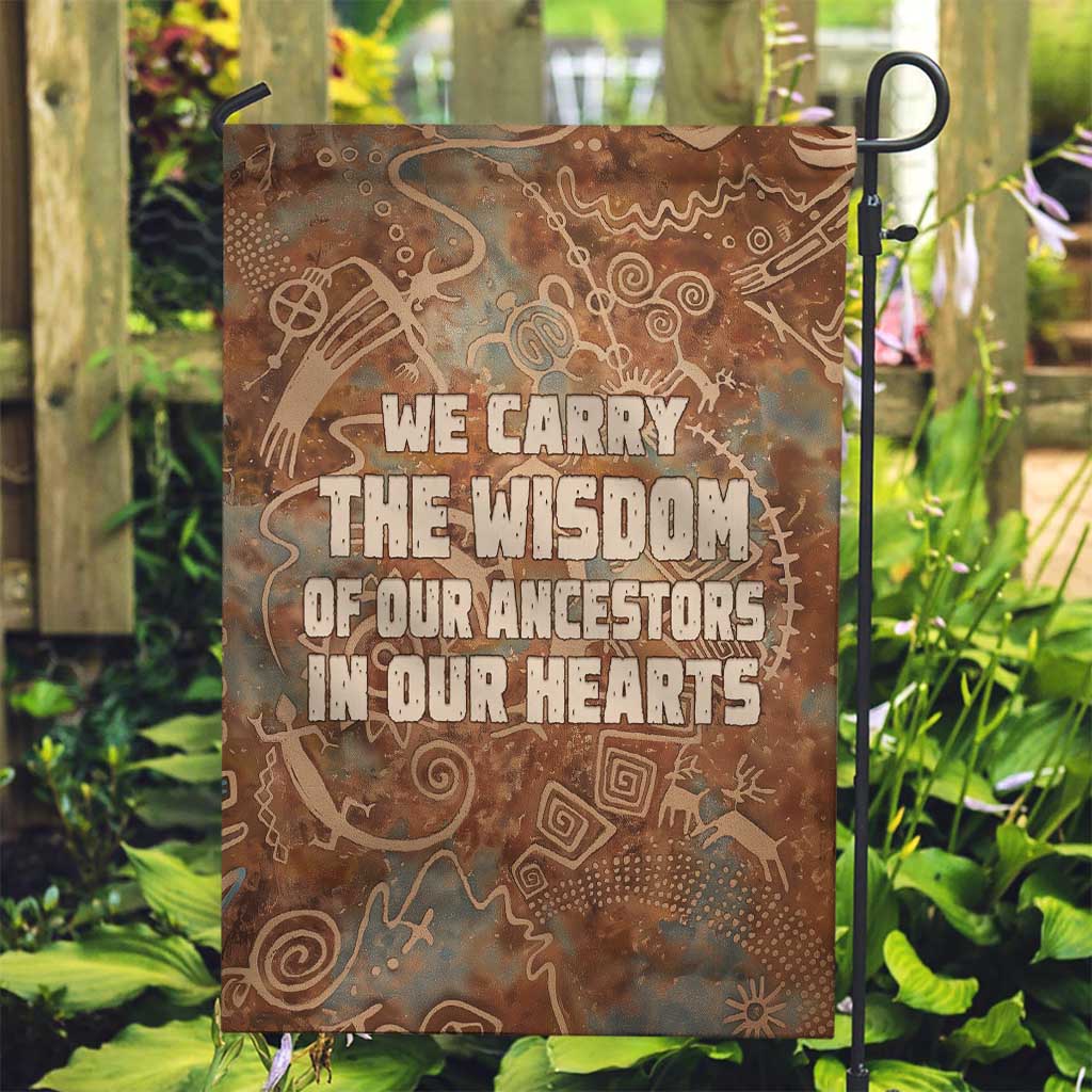 We Carry The Wisdom Garden Flag African Ancient Symbols, Earthy Tones, and Ancestral Wisdom Quote - Wonder Print Shop
