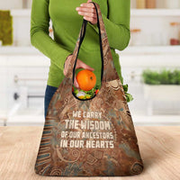 We Carry The Wisdom Grocery Bag African Ancient Symbols, Earthy Tones, and Ancestral Wisdom Quote - Wonder Print Shop