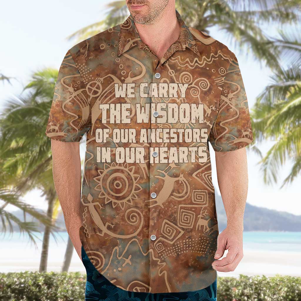 We Carry The Wisdom Hawaiian Shirt African Ancient Symbols, Earthy Tones, and Ancestral Wisdom Quote - Wonder Print Shop