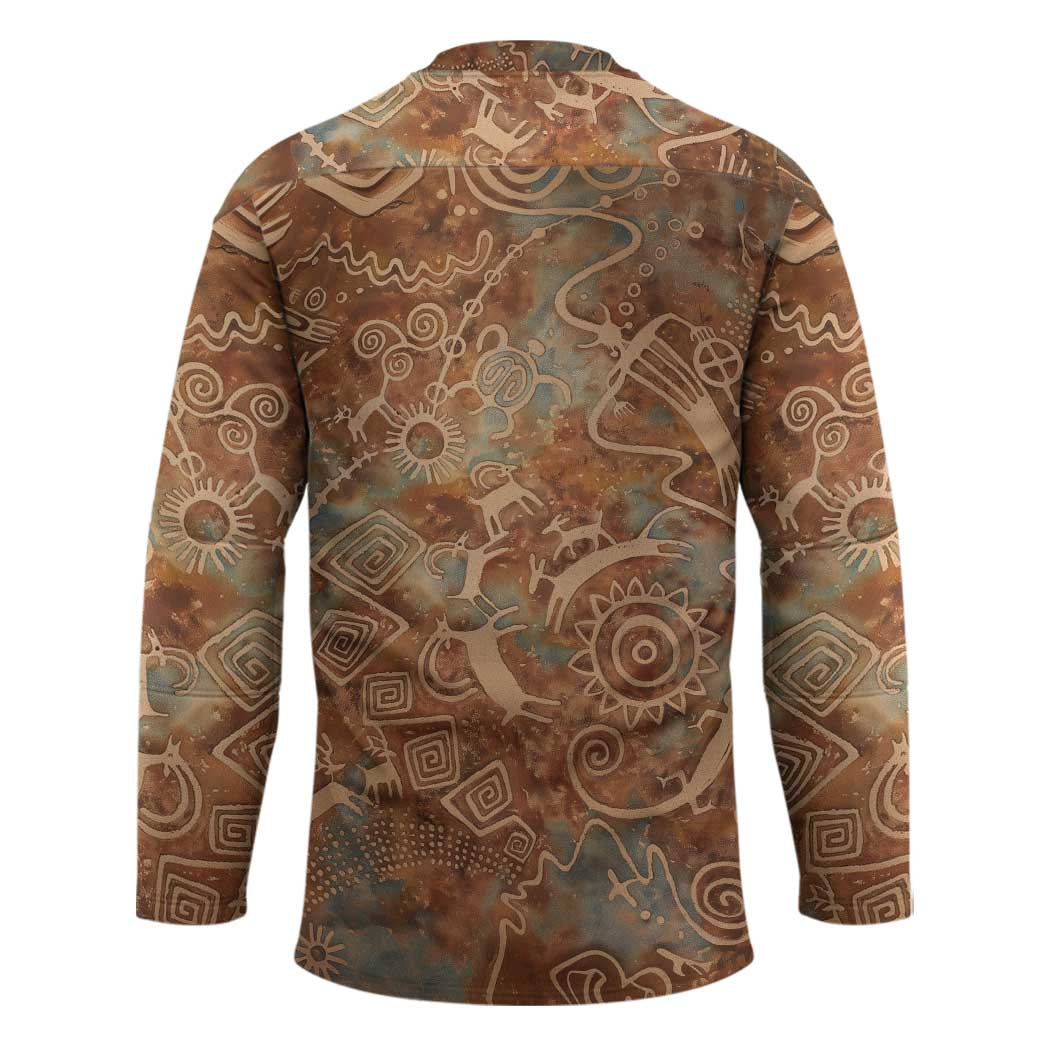 We Carry The Wisdom Hockey Jersey African Ancient Symbols, Earthy Tones, and Ancestral Wisdom Quote - Wonder Print Shop