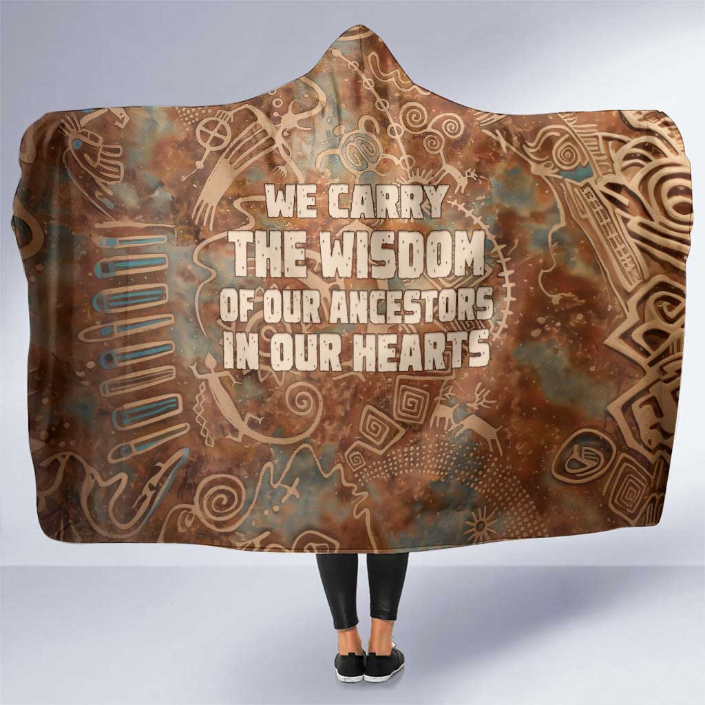 We Carry The Wisdom Hooded Blanket African Ancient Symbols, Earthy Tones, and Ancestral Wisdom Quote - Wonder Print Shop