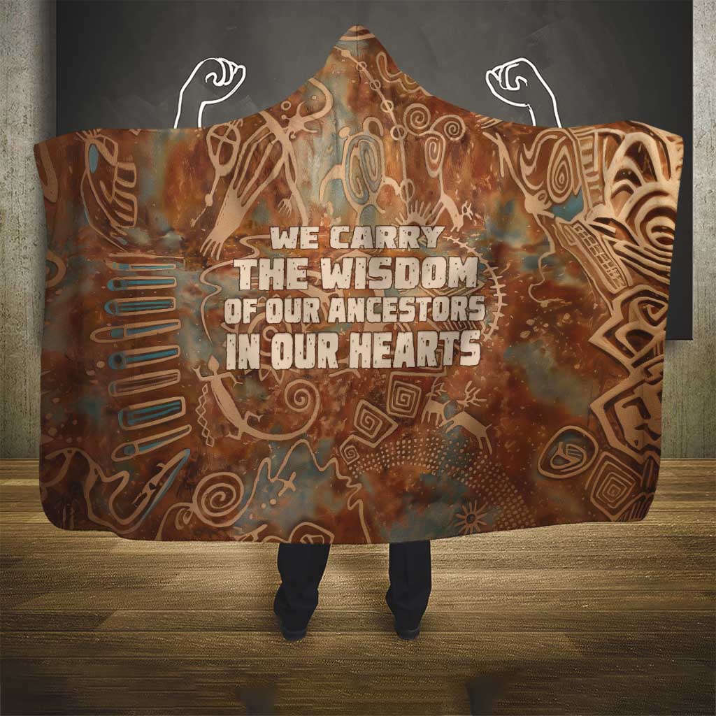 We Carry The Wisdom Hooded Blanket African Ancient Symbols, Earthy Tones, and Ancestral Wisdom Quote - Wonder Print Shop