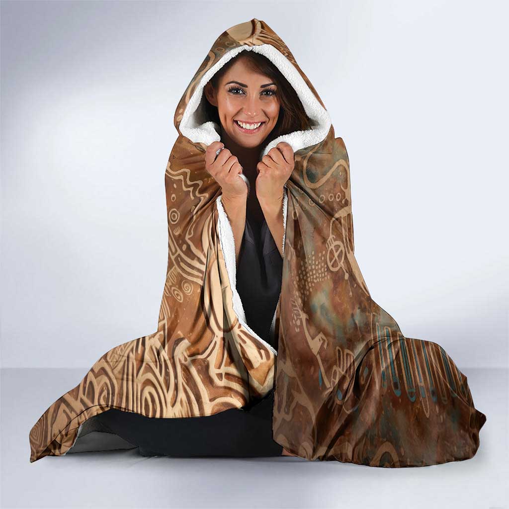 We Carry The Wisdom Hooded Blanket African Ancient Symbols, Earthy Tones, and Ancestral Wisdom Quote - Wonder Print Shop