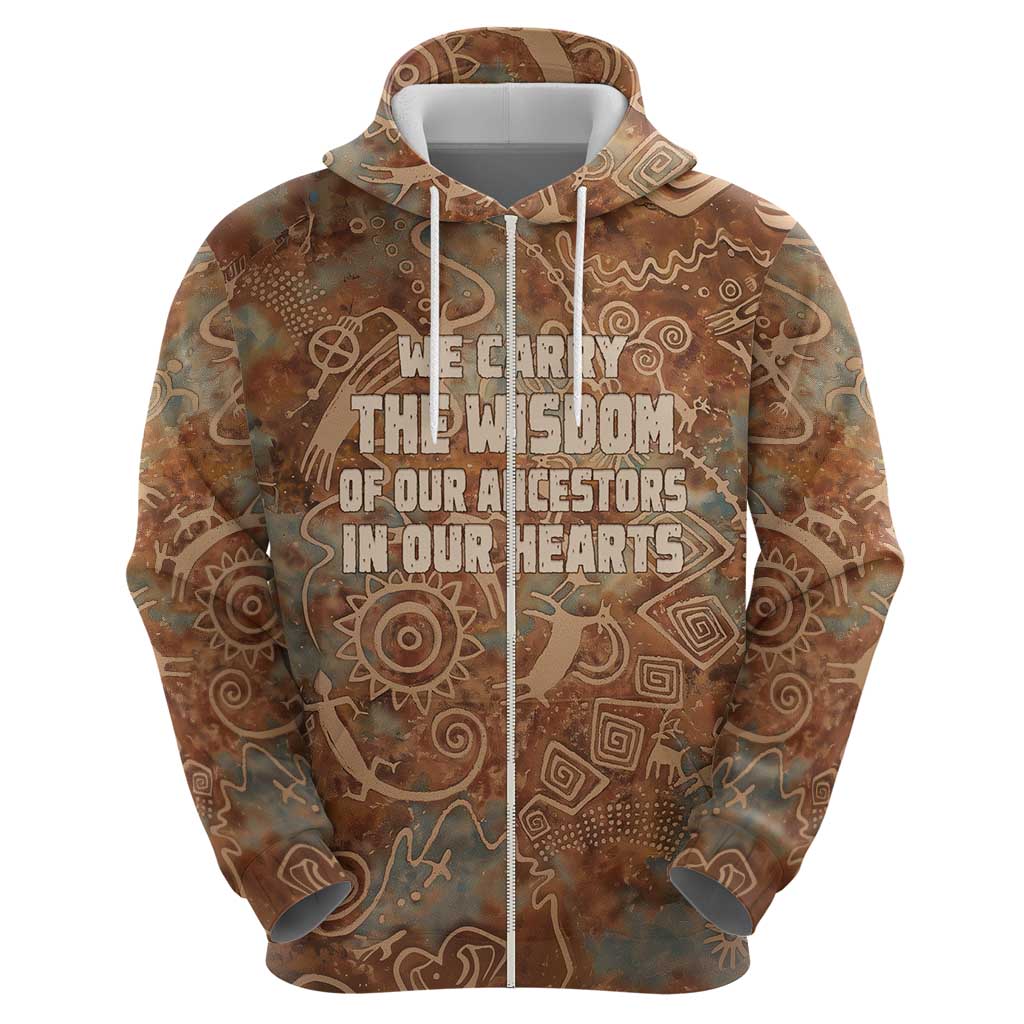 We Carry The Wisdom Hoodie African Ancient Symbols, Earthy Tones, and Ancestral Wisdom Quote - Wonder Print Shop
