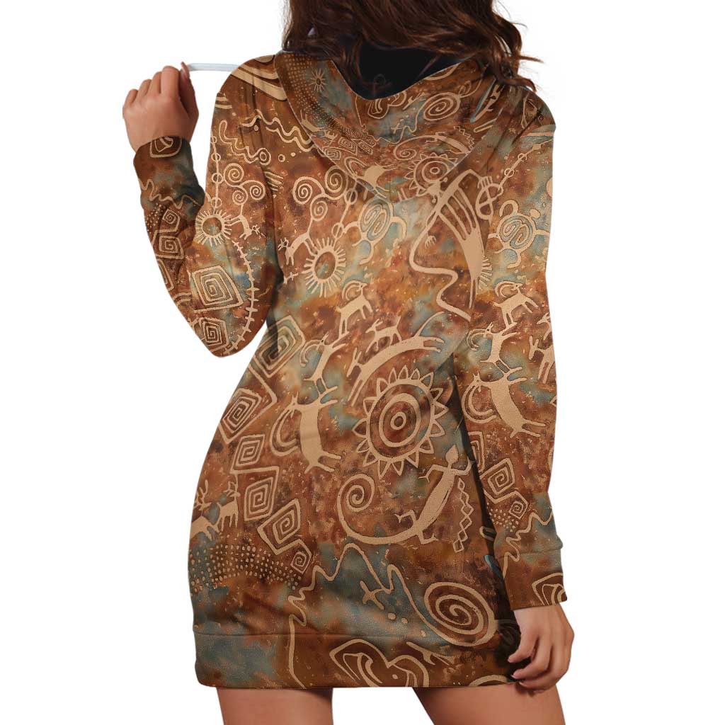 We Carry The Wisdom Hoodie Dress African Ancient Symbols, Earthy Tones, and Ancestral Wisdom Quote - Wonder Print Shop
