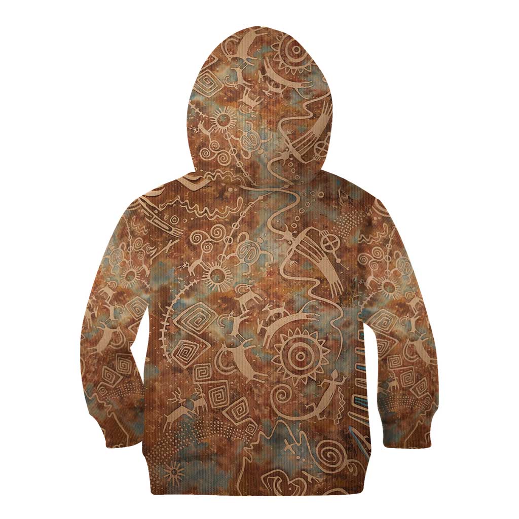 We Carry The Wisdom Kid Hoodie African Ancient Symbols, Earthy Tones, and Ancestral Wisdom Quote - Wonder Print Shop