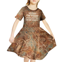 We Carry The Wisdom Kid Short Sleeve Dress African Ancient Symbols, Earthy Tones, and Ancestral Wisdom Quote - Wonder Print Shop