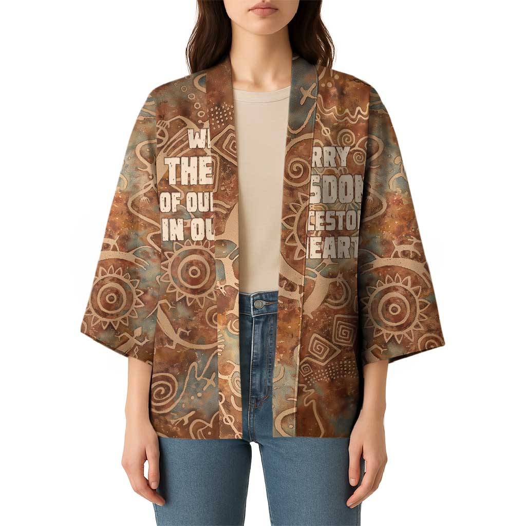 We Carry The Wisdom Kimono African Ancient Symbols, Earthy Tones, and Ancestral Wisdom Quote - Wonder Print Shop