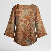 We Carry The Wisdom Kimono Sleeve Blouse African Ancient Symbols, Earthy Tones, and Ancestral Wisdom Quote - Wonder Print Shop