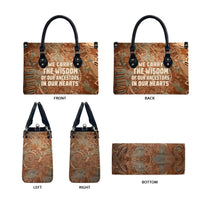 We Carry The Wisdom Leather Bag African Ancient Symbols, Earthy Tones, and Ancestral Wisdom Quote - Wonder Print Shop
