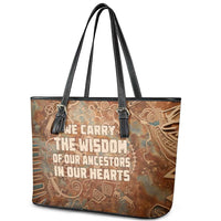We Carry The Wisdom Leather Tote Bag African Ancient Symbols, Earthy Tones, and Ancestral Wisdom Quote - Wonder Print Shop