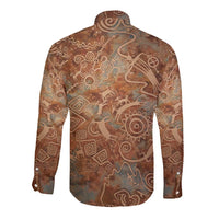 We Carry The Wisdom Long Sleeve Button Shirt African Ancient Symbols, Earthy Tones, and Ancestral Wisdom Quote - Wonder Print Shop
