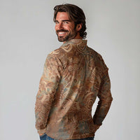 We Carry The Wisdom Long Sleeve Polo Shirt African Ancient Symbols, Earthy Tones, and Ancestral Wisdom Quote - Wonder Print Shop