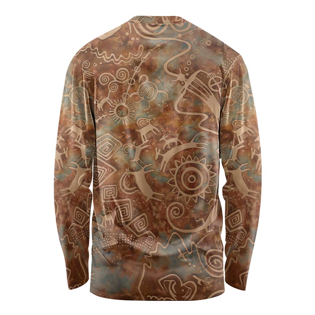 We Carry The Wisdom Long Sleeve Shirt African Ancient Symbols, Earthy Tones, and Ancestral Wisdom Quote - Wonder Print Shop