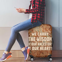 We Carry The Wisdom Luggage Cover African Ancient Symbols, Earthy Tones, and Ancestral Wisdom Quote - Wonder Print Shop