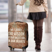 We Carry The Wisdom Luggage Cover African Ancient Symbols, Earthy Tones, and Ancestral Wisdom Quote - Wonder Print Shop
