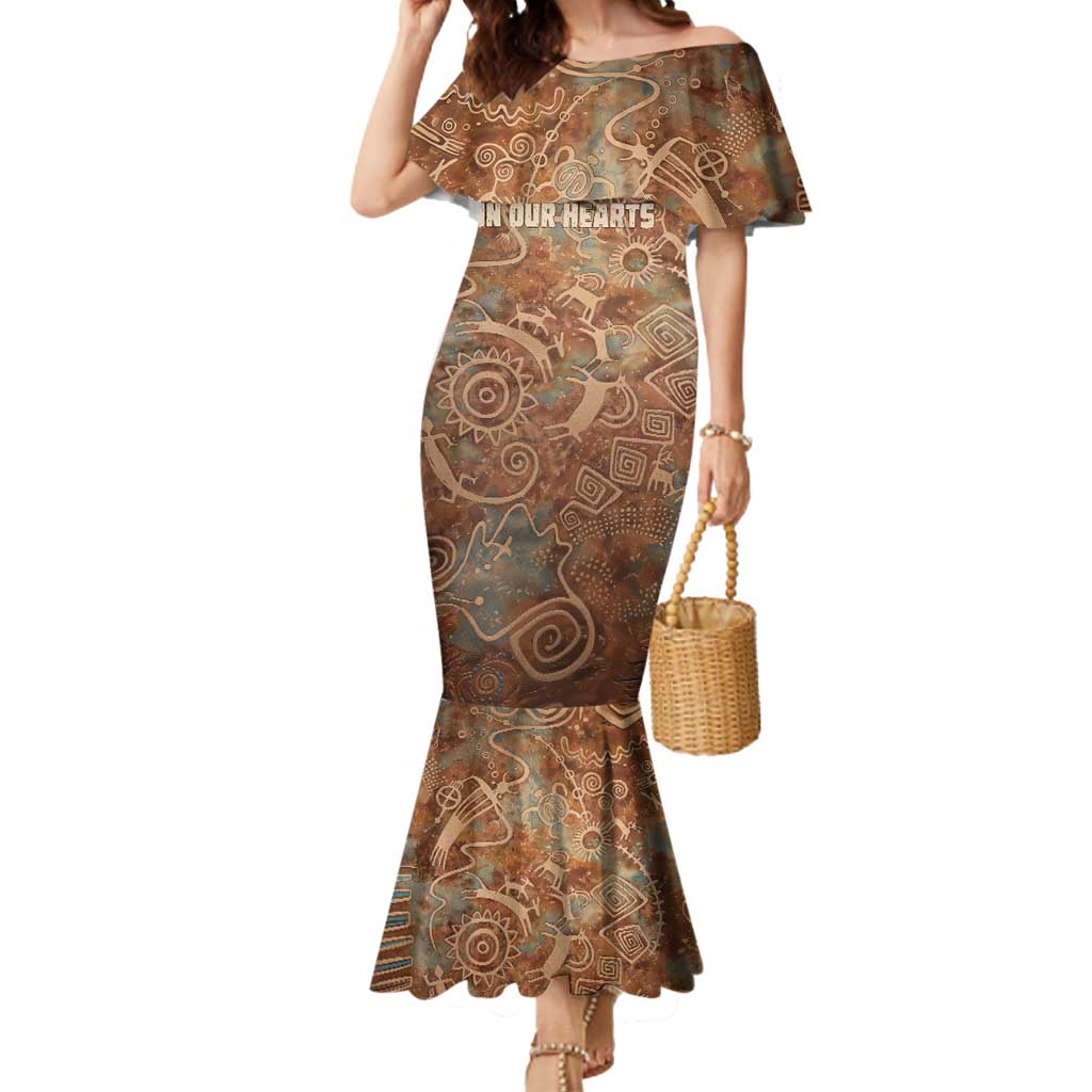 We Carry The Wisdom Mermaid Dress African Ancient Symbols, Earthy Tones, and Ancestral Wisdom Quote - Wonder Print Shop