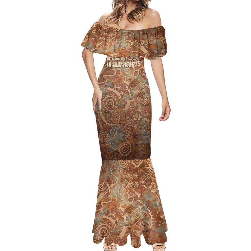 We Carry The Wisdom Mermaid Dress African Ancient Symbols, Earthy Tones, and Ancestral Wisdom Quote - Wonder Print Shop