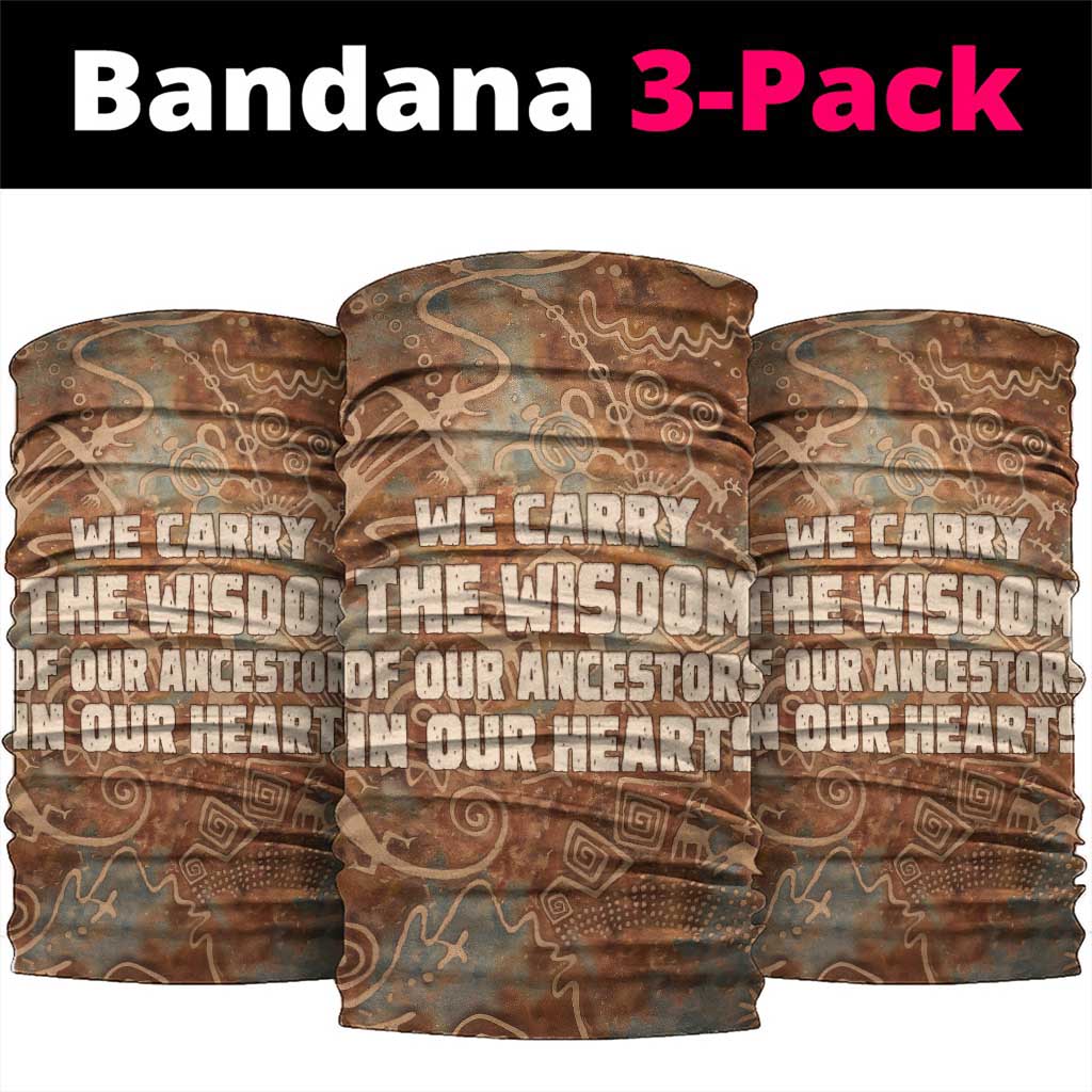We Carry The Wisdom Neck Gaiter African Ancient Symbols, Earthy Tones, and Ancestral Wisdom Quote - Wonder Print Shop