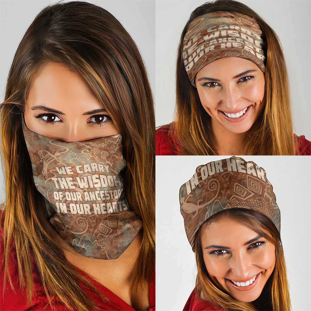 We Carry The Wisdom Neck Gaiter African Ancient Symbols, Earthy Tones, and Ancestral Wisdom Quote - Wonder Print Shop