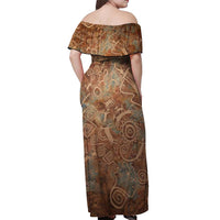 We Carry The Wisdom Off Shoulder Maxi Dress African Ancient Symbols, Earthy Tones, and Ancestral Wisdom Quote - Wonder Print Shop