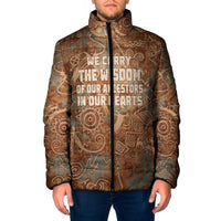 We Carry The Wisdom Padded Jacket African Ancient Symbols, Earthy Tones, and Ancestral Wisdom Quote - Wonder Print Shop