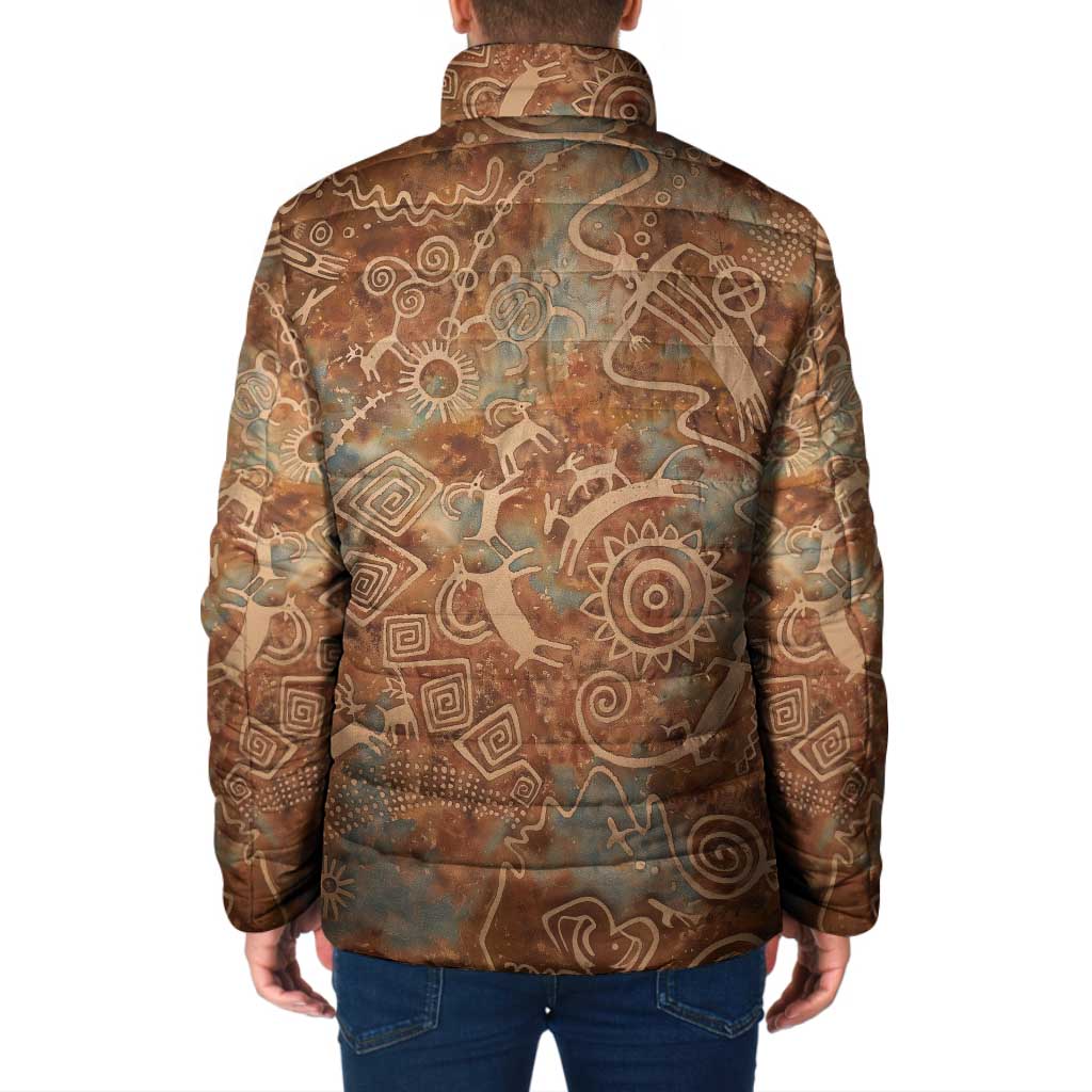 We Carry The Wisdom Padded Jacket African Ancient Symbols, Earthy Tones, and Ancestral Wisdom Quote - Wonder Print Shop