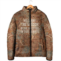 We Carry The Wisdom Padded Jacket African Ancient Symbols, Earthy Tones, and Ancestral Wisdom Quote - Wonder Print Shop