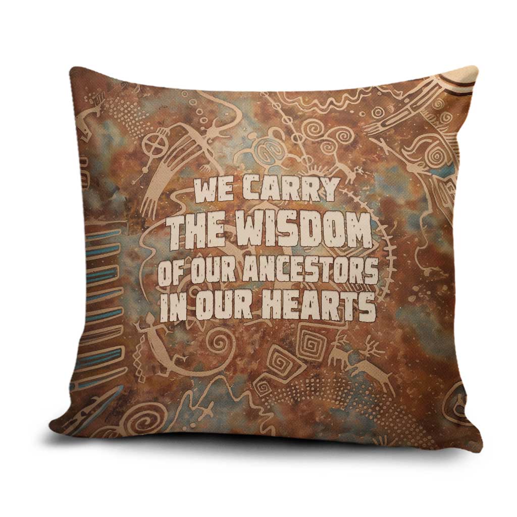 We Carry The Wisdom Pillow Cover African Ancient Symbols, Earthy Tones, and Ancestral Wisdom Quote - Wonder Print Shop