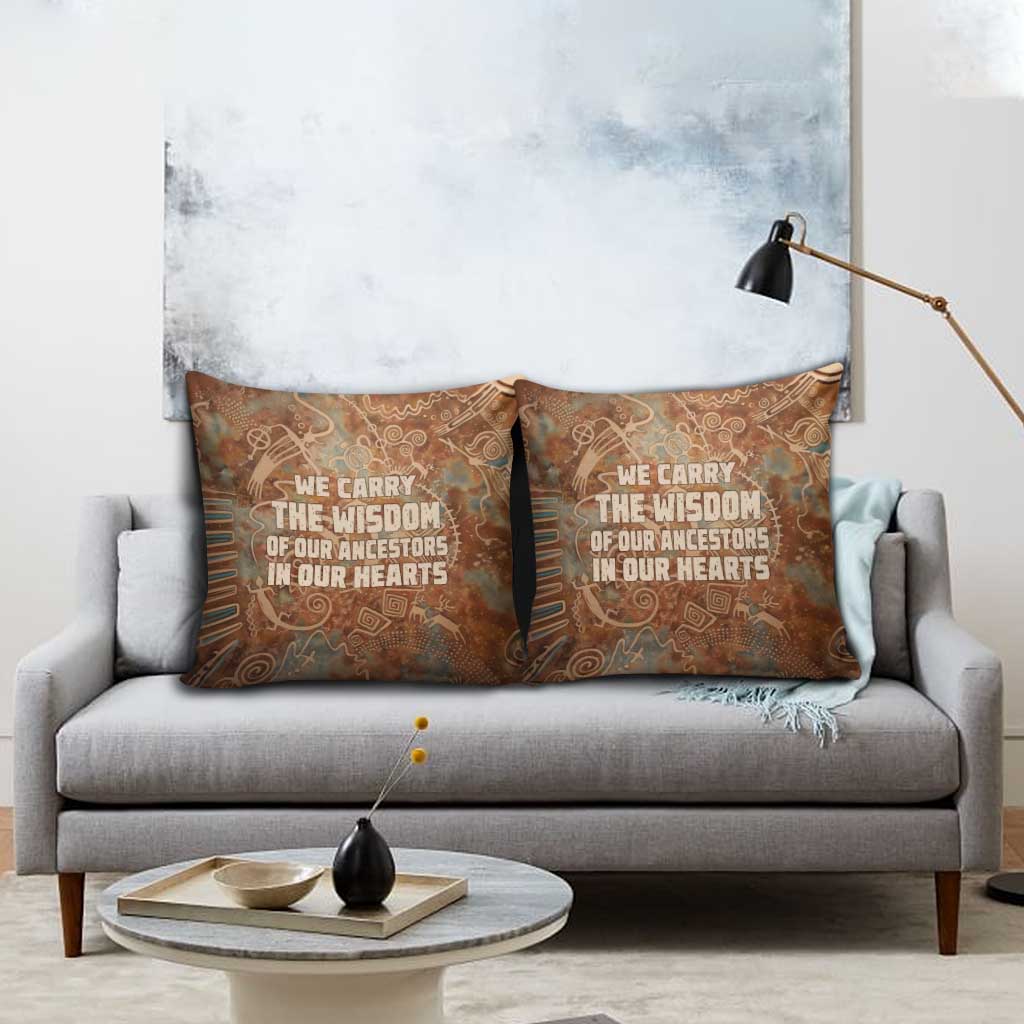 We Carry The Wisdom Pillow Cover African Ancient Symbols, Earthy Tones, and Ancestral Wisdom Quote - Wonder Print Shop