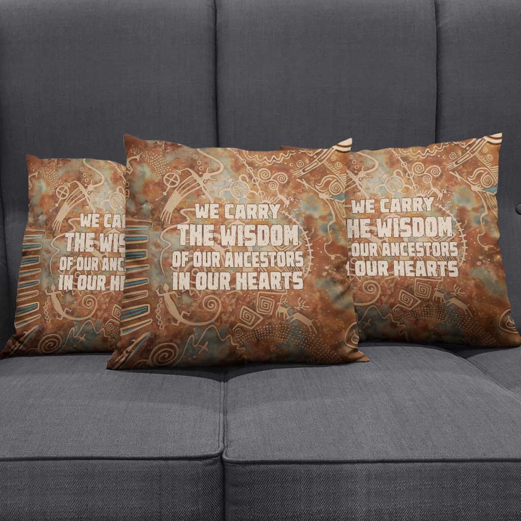 We Carry The Wisdom Pillow Cover African Ancient Symbols, Earthy Tones, and Ancestral Wisdom Quote - Wonder Print Shop