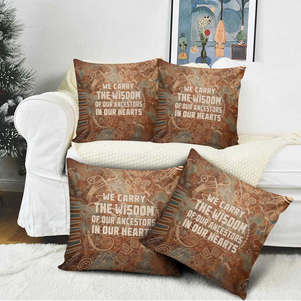 We Carry The Wisdom Pillow Cover African Ancient Symbols, Earthy Tones, and Ancestral Wisdom Quote - Wonder Print Shop
