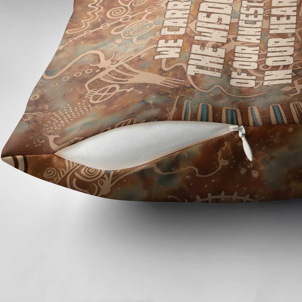 We Carry The Wisdom Pillow Cover African Ancient Symbols, Earthy Tones, and Ancestral Wisdom Quote - Wonder Print Shop
