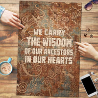 We Carry The Wisdom Puzzle African Ancient Symbols, Earthy Tones, and Ancestral Wisdom Quote - Wonder Print Shop