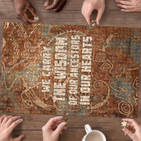 We Carry The Wisdom Puzzle African Ancient Symbols, Earthy Tones, and Ancestral Wisdom Quote - Wonder Print Shop