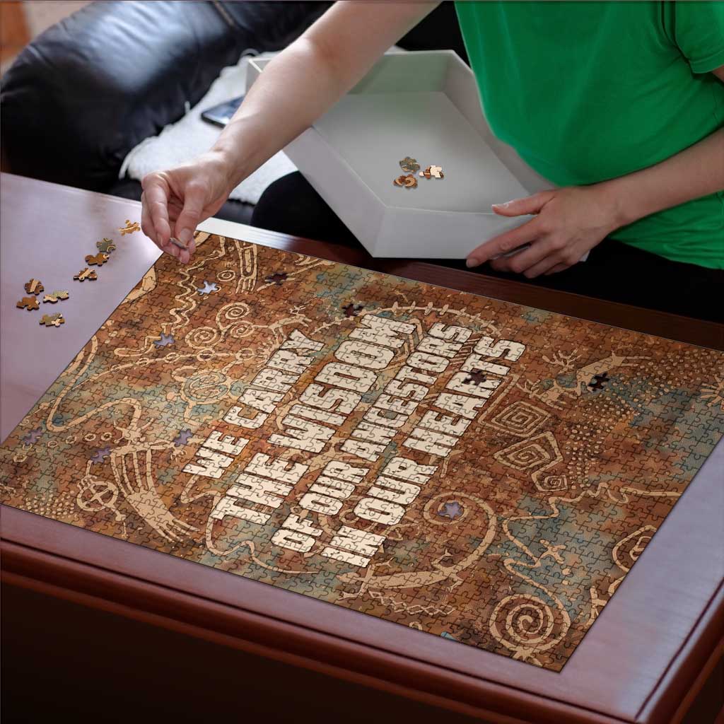 We Carry The Wisdom Puzzle African Ancient Symbols, Earthy Tones, and Ancestral Wisdom Quote - Wonder Print Shop