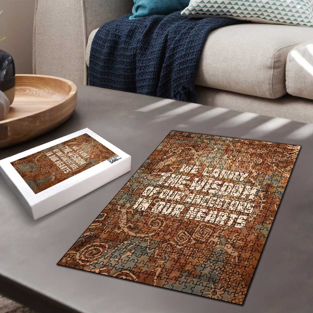 We Carry The Wisdom Puzzle African Ancient Symbols, Earthy Tones, and Ancestral Wisdom Quote - Wonder Print Shop
